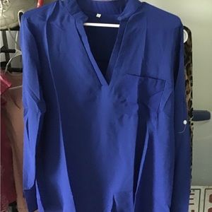 Royal blue blouse.